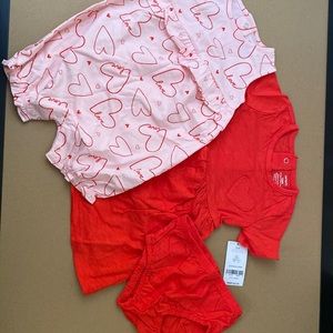 Carter brand baby girl “love” jumpsuit and dress with underpants. 3 piece set